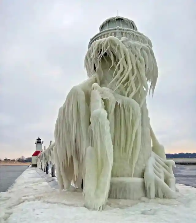 Frozen St. Joseph Lighthouse - Michigan, USA