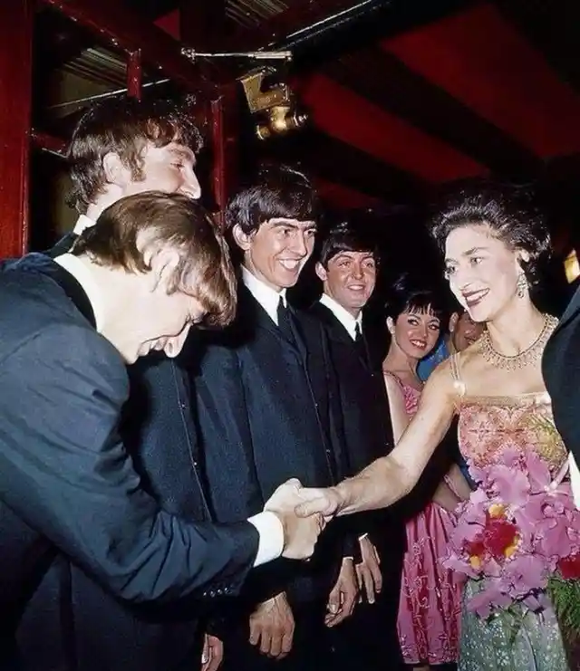 A 1963 Photo Of Princess Margaret Meeting The Beatles During The Royal Variety Show