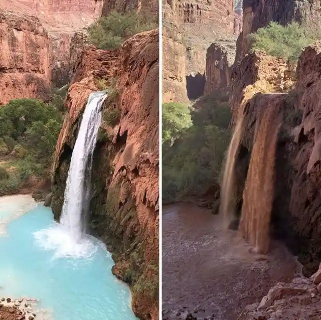 The Havasu Falls During Rainy Season