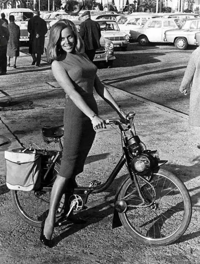 Girl Riding On A Moped In 1965