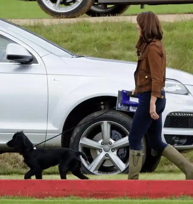 She takes the dog out for walks herself