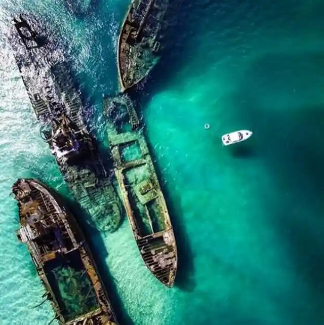 Sunken Boats - Moreton Island, Queensland, Australia