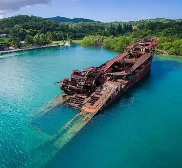 Half-Sunken Ship - Roatan, Honduras