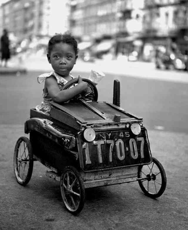 So Cute! A Little Girl In Her Car, 1947