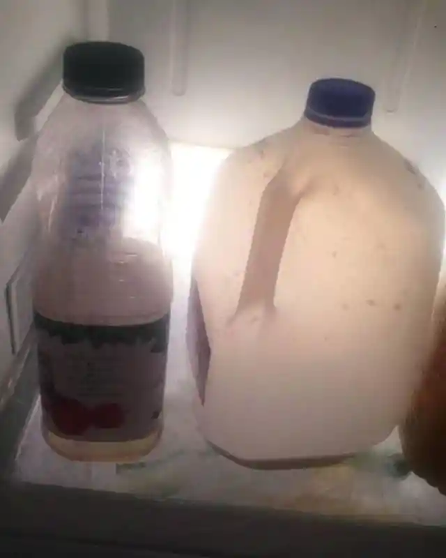 Empty bottles in the refrigerator