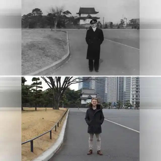 Abuelo y nieto en Tokio