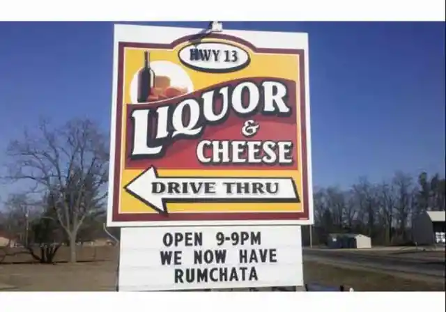 Where can drivers get booze and brie in the same window?