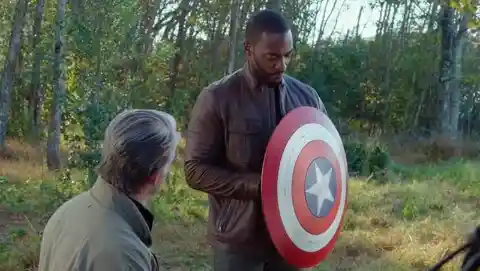 Which material composes Captain America’s shield and Bucky’s arm?