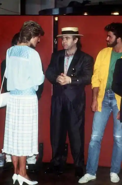 Princess Diana Has A Chat With Elton John And George Michael, 1980s