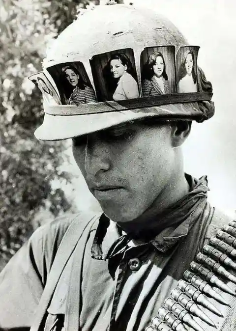 Vietnam, 1968, A Young American Soldier Keeps His Reminders Of This Girlfriend Back Home