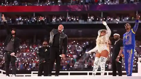 This was the first halftime show consisting entirely of rap and hip hop artists, and only one song, Lamar's "Alright", was released in the last decade. And the millennial audience absolutely soaked it up.