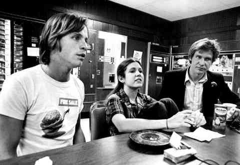 Mark Hamill, Carrie Fisher & Harrison Ford In The Break Room - 1977